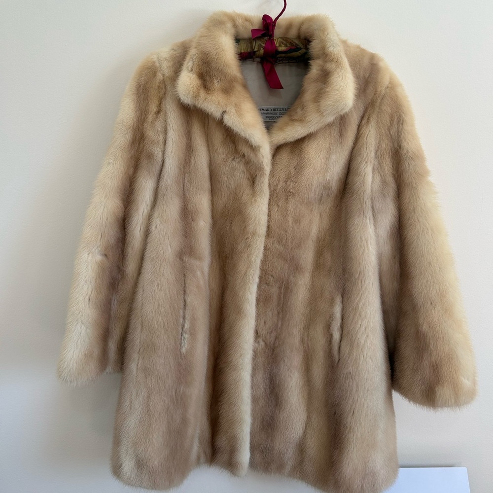 Vintage cream genuine mink coat